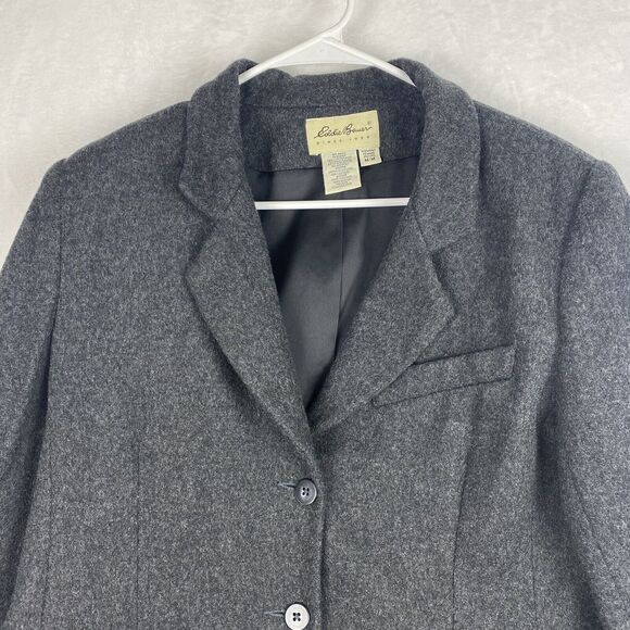 Eddie Bauer Blazer Womens Medium Petite Gray Wool Blend 3-Button Formal Jacket - Picture 4 of 8